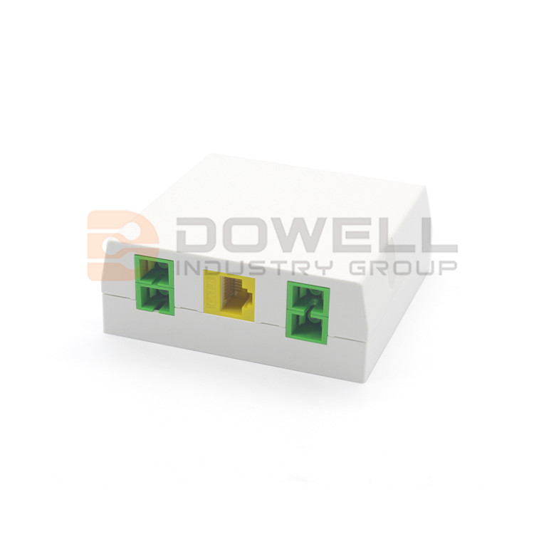 DW-1043 Fiber Optical recessed socket for hybrid plaster, 4x SC simplex slot, 1x keystone position